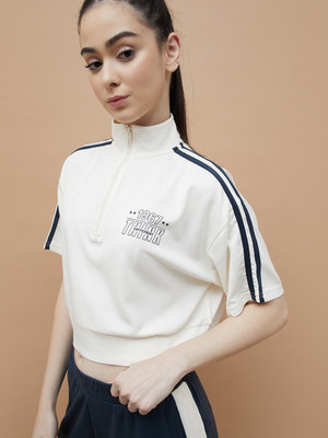 Kappa Printed Women High Neck White T-Shirt