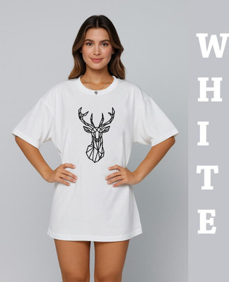 AdvibaFashion Solid Women Round Neck White T-Shirt