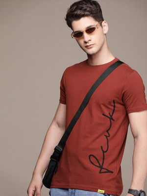 FCUK Printed Men Round Neck Red T-Shirt