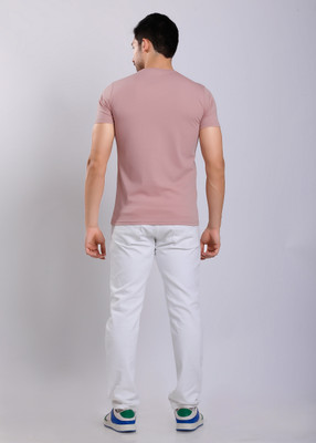 HIGHTRIBE Printed Men Round Neck Pink T-Shirt