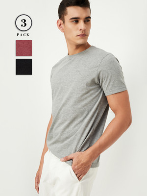MAX Solid Men Round Neck Multicolor T-Shirt