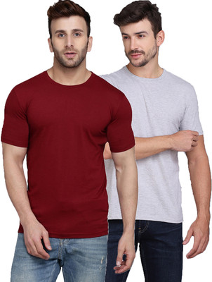 SLOWLORIS Solid Men Round Neck Multicolor T-Shirt