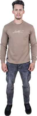 MANBOW Solid Men Round Neck Beige T-Shirt