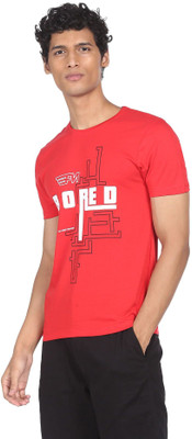 FLYING MACHINE Typography Men Round Neck Red T-Shirt