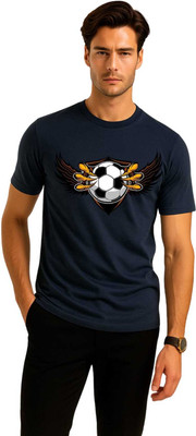mssports Printed Men Round Neck Navy Blue T-Shirt