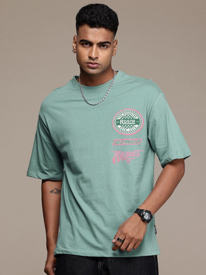 Roadster Printed Men Round Neck Blue T-Shirt