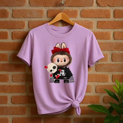 j.j india Graphic Print Women Round Neck Purple T-Shirt
