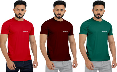INDICLUB Solid Men Round Neck Multicolor T-Shirt