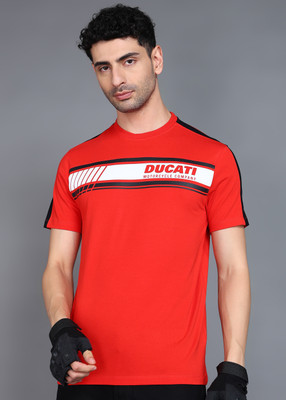 DUCATI Solid Men Round Neck Red T-Shirt