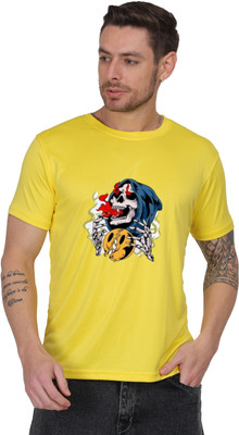 Maheshworld Printed Men Round Neck Yellow T-Shirt