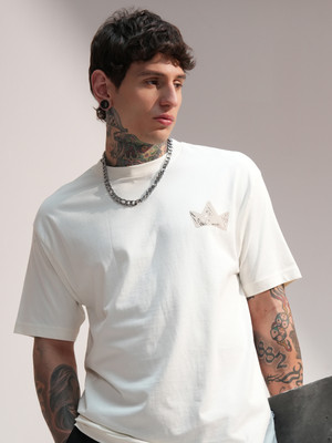 HIGHLANDER Printed Men Round Neck White T-Shirt