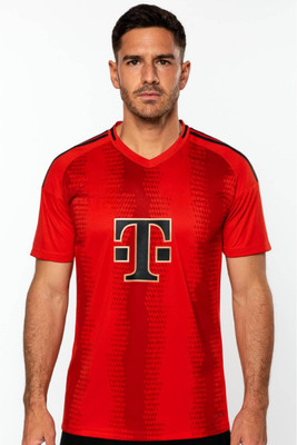 privic Printed Men V Neck Red T-Shirt