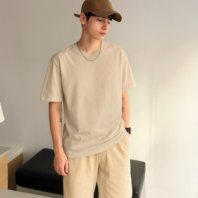 Rockwell Solid Men Round Neck Beige T-Shirt