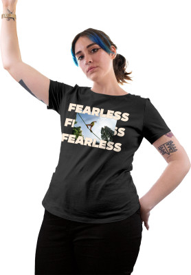 Fighterhero Printed Women Round Neck Grey T-Shirt