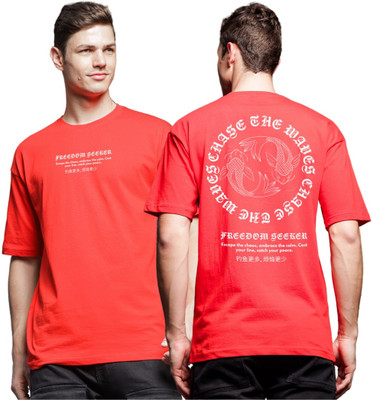 ADRO Graphic Print Men Round Neck Red T-Shirt