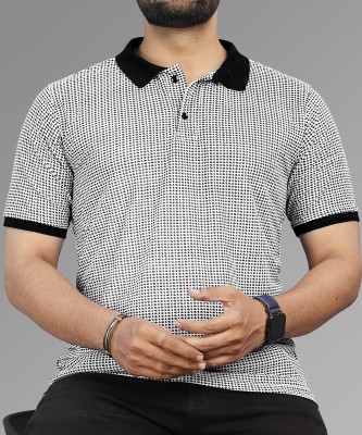 VeBNoR Printed Men Polo Neck White T-Shirt