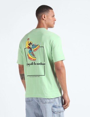 FLYING MACHINE Printed, Typography Men Round Neck Light Green T-Shirt