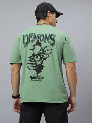 Crazybee - CB Printed Men Round Neck Green T-Shirt
