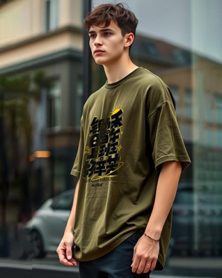 AUSK Printed Men Round Neck Green T-Shirt