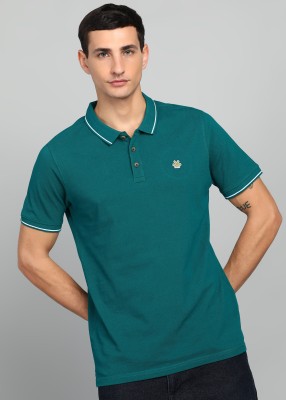 WROGN Solid Men Polo Neck Green T-Shirt