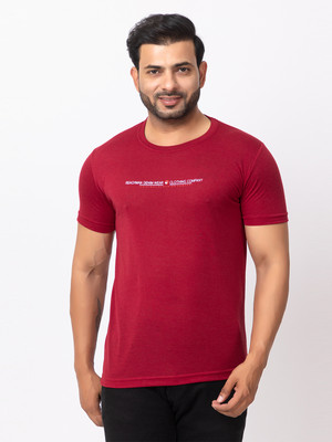 BUFFARO Typography Men Round Neck Maroon T-Shirt