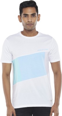 SF Jeans by Pantaloons Colorblock Men Round Neck White T-Shirt