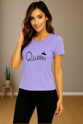 ADIXUS Graphic Print Women Round Neck Purple T-Shirt