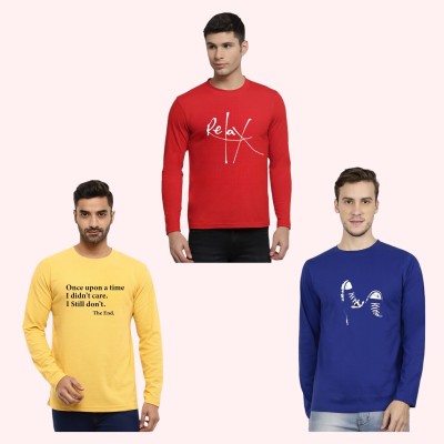 MONKEY BOYS Graphic Print Men Round Neck Red, Yellow, Blue T-Shirt