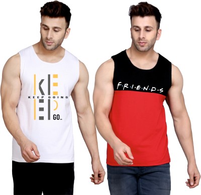 SLOWLORIS Printed Men Round Neck White, Black, Red T-Shirt