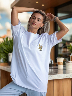 Moda Rapido Solid Women Round Neck White T-Shirt