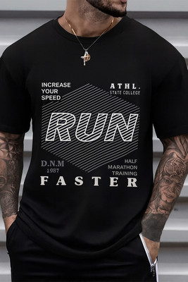 SCUBA Printed Men Round Neck Black T-Shirt