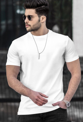 TRIPR Solid Men Round Neck White T-Shirt