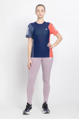 ADIDAS Printed Women Crew Neck Blue T-Shirt