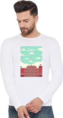 LV CARE Printed, Self Design Men Round Neck White T-Shirt