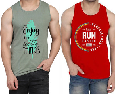 WOOSTRO Typography Men Scoop Neck Light Green, Red T-Shirt