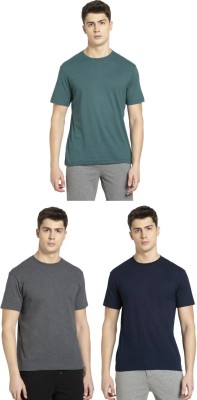 JOCKEY Solid Men Round Neck Grey, Dark Blue, Green T-Shirt