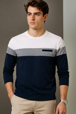 FASHIUM Printed Men Round Neck Navy Blue T-Shirt