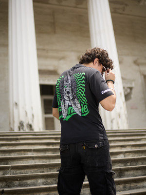 cannabie Graphic Print, Typography Men Round Neck Black T-Shirt