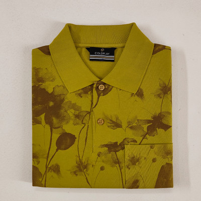 COLORTRAIT Printed Men Polo Neck Green T-Shirt