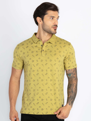 Status Quo Printed Men Polo Neck Green T-Shirt