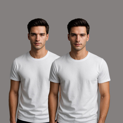 See Yaah Solid Men Round Neck White T-Shirt