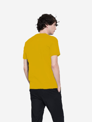 HOC Printed Men Round Neck Yellow T-Shirt