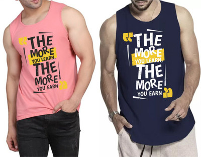 Restore Printed Men Round Neck Pink, Blue, Multicolor T-Shirt