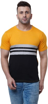 Pitcher Striped Men Round Neck Yellow T-Shirt