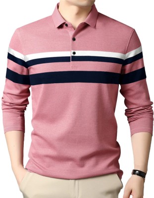 EyeBogler Checkered Men Polo Neck Pink T-Shirt