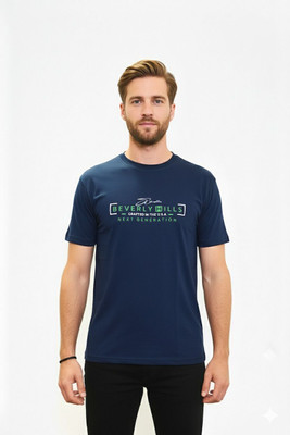 FANDOM Printed Men Round Neck Blue T-Shirt
