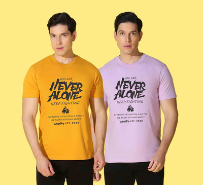 WOOSTRO Printed, Typography Men Round Neck Yellow, Purple T-Shirt