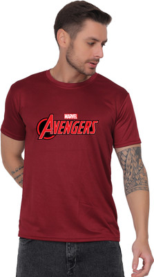 Trendoryx Printed Men Round Neck Maroon T-Shirt