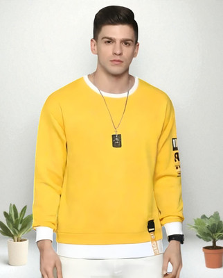 FASHIUM Printed Men Round Neck Yellow T-Shirt
