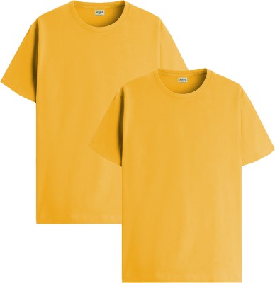 ADRO Printed Men Round Neck Yellow T-Shirt